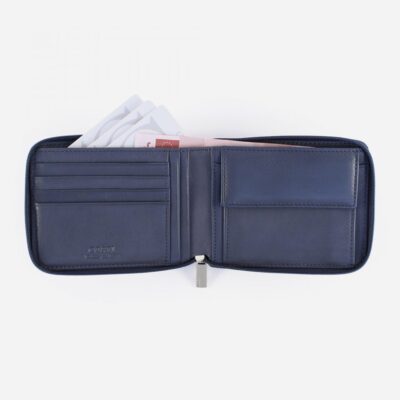 Portafoglio Uomo RFID Safe Porta Carte e Monete con Zip Around
