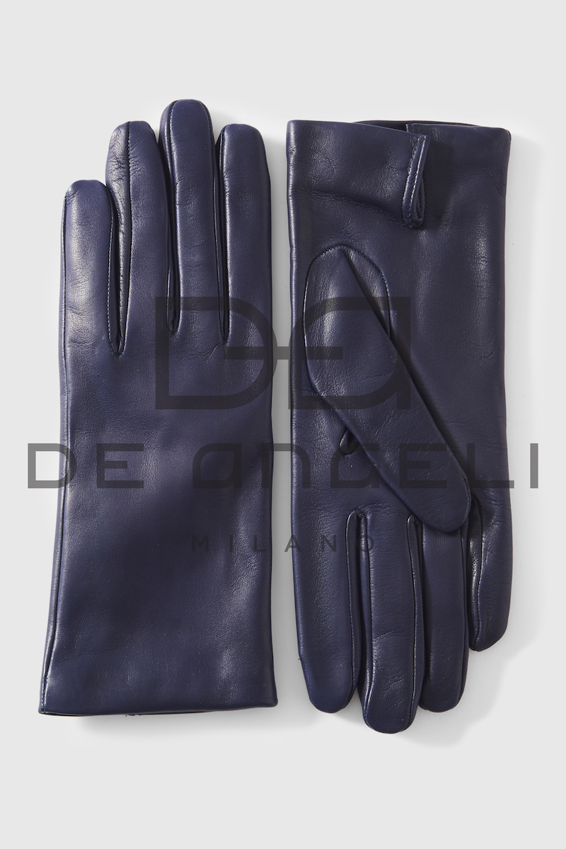 Emporium Leather Guanti In Pelle Donna - Blu Marino, Morbida Vera Pelle, Fodera In Pelliccia Sintetica, Caldi Ed Eleganti