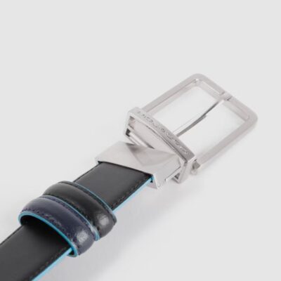 Alternative view of Cintura Uomo Reversibile con Fibbia ad Ardiglione, Interno e Bordi a Contrasto in Azzurro Blue Square